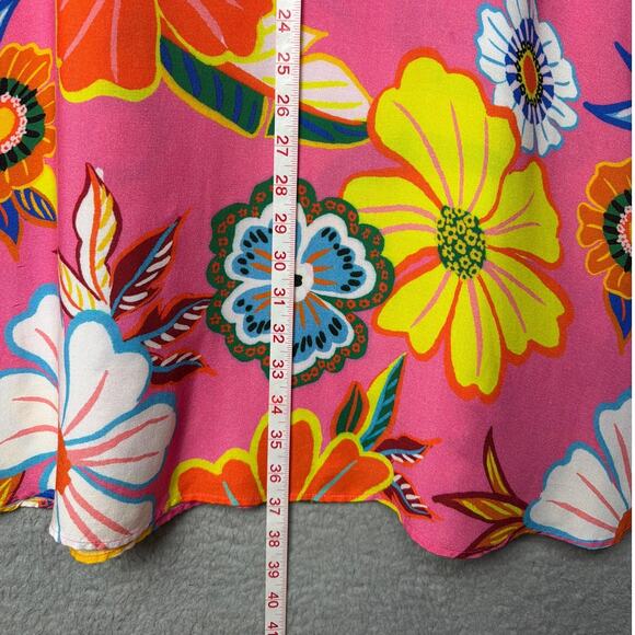 Farm Rio Anthrologie Midi Skirt Viscose Size M Bright Floral Size M Boho Indie - Picture 7 of 10